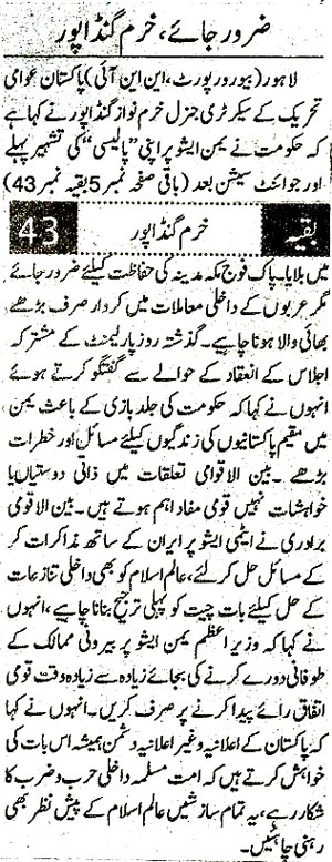 تحریک منہاج القرآن Minhaj-ul-Quran  Print Media Coverage پرنٹ میڈیا کوریج Daily Pakistan Niazi Back Page 